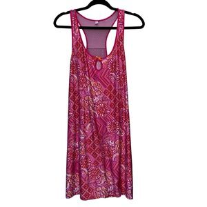 George Women's Pink Orange Floral Paisley Racerback Nightgown EUC